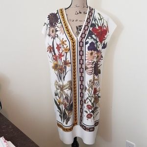 Zara Collection White Shift V Neck Dress